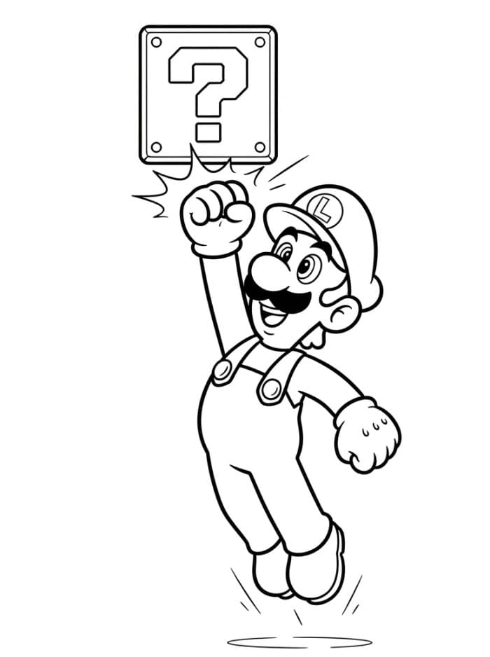 Luigi slår til noget Tegninger til Farvelægning