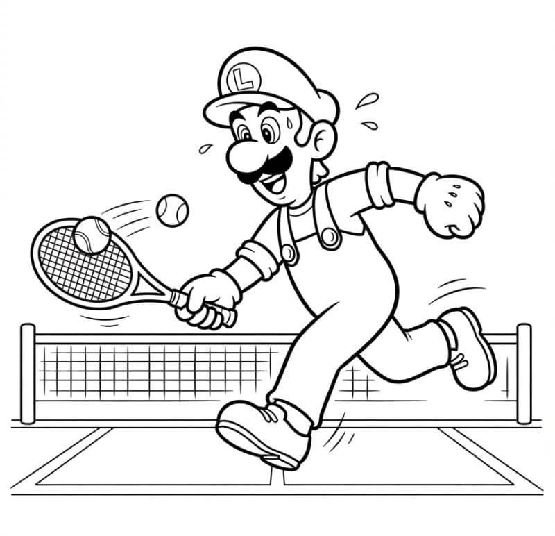 Luigi spiller tennis Tegninger til Farvelægning