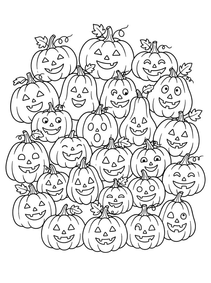 Mange Halloween græskar Tegninger til Farvelægning