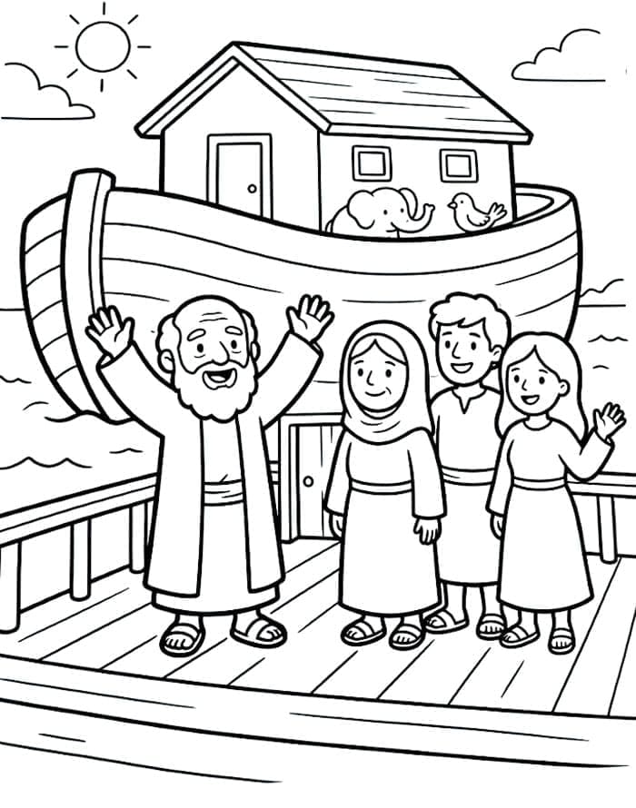Noas Ark familie Tegninger til Farvelægning