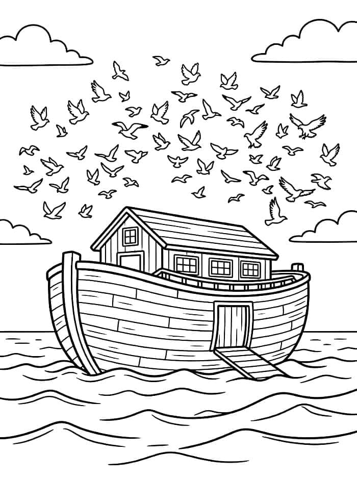 Noas Ark fugle Tegninger til Farvelægning