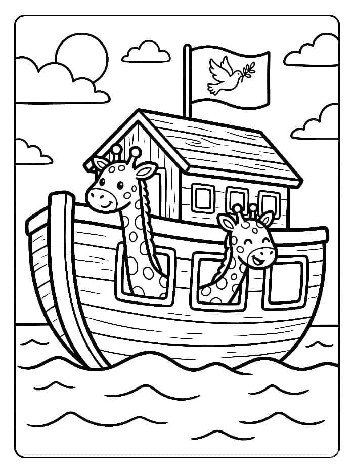 Noas Ark giraffer Tegninger til Farvelægning