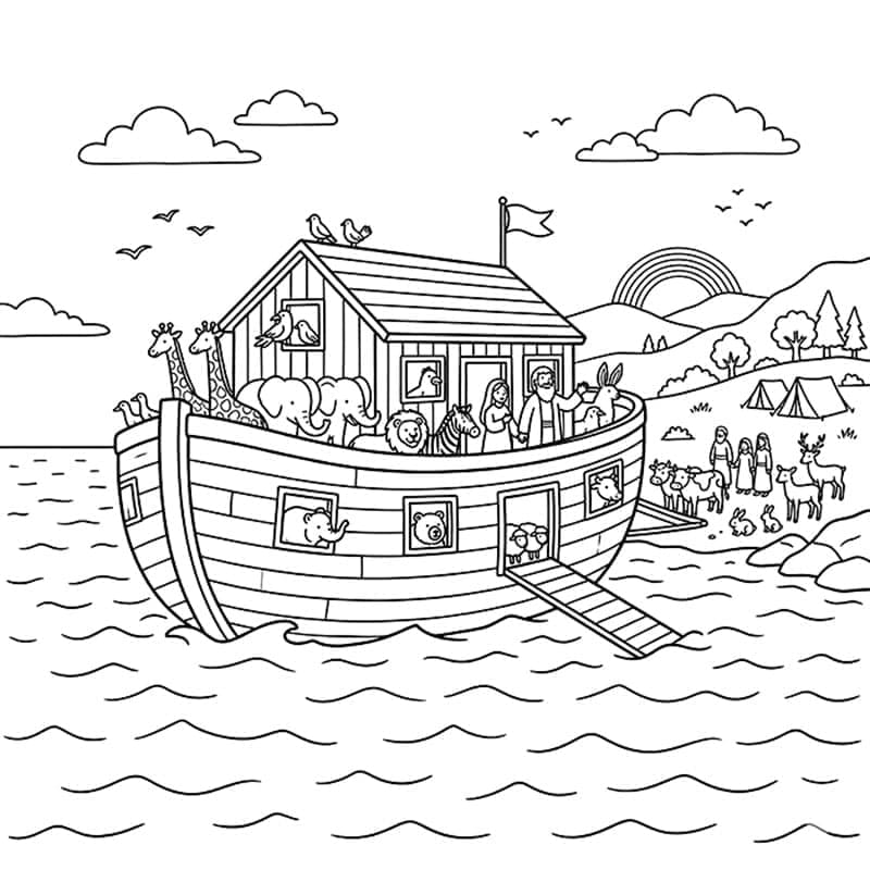 Noas Ark gratis Tegninger til Farvelægning
