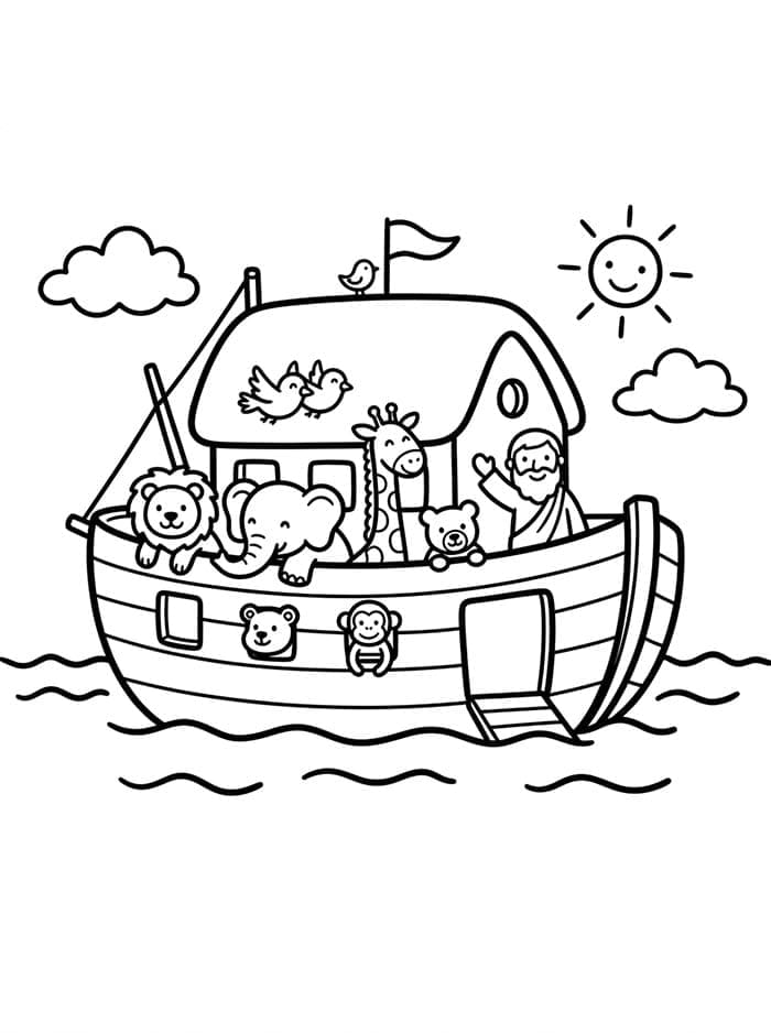 Noas Ark grundlæggende Tegninger til Farvelægning