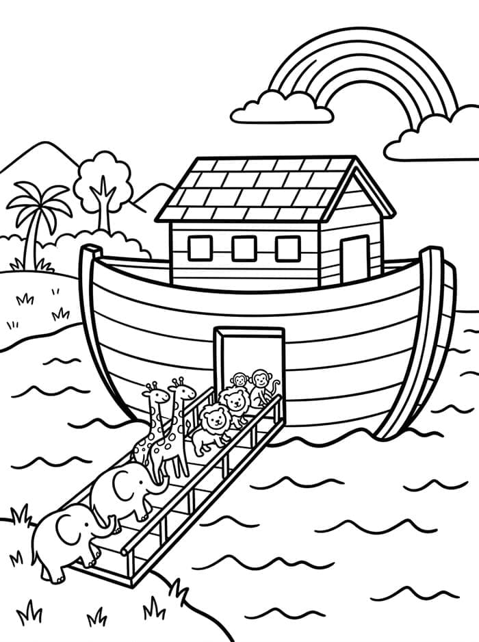 Noas Ark grundlæggende gratis Tegninger til Farvelægning