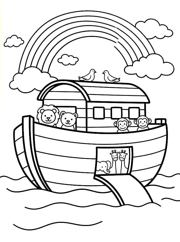 Noas Ark og dyrene Tegninger til Farvelægning