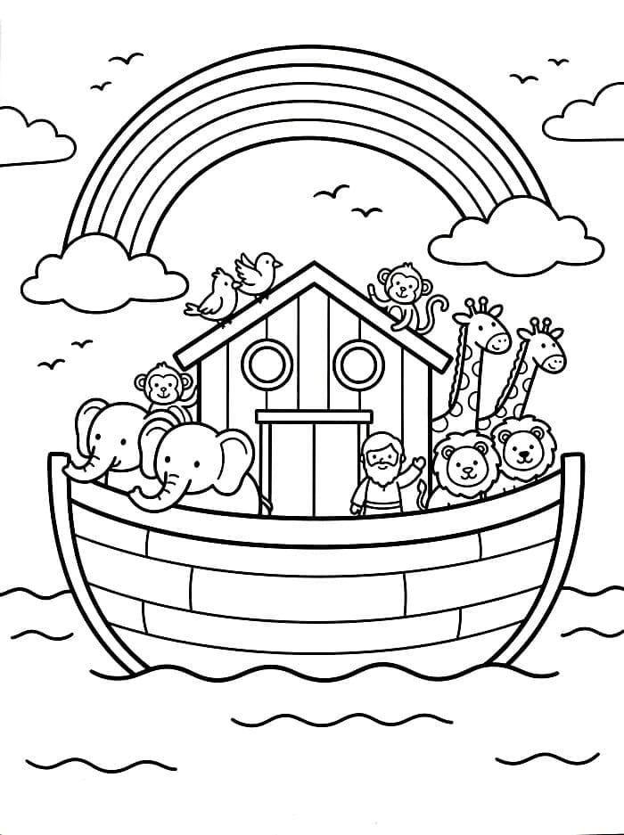 Noas Ark og skyen Tegninger til Farvelægning