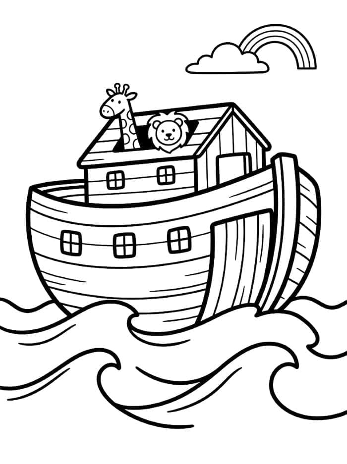 Noas Ark om natten Tegninger til Farvelægning