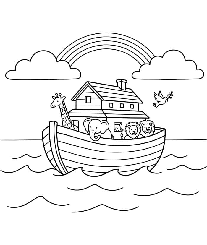 Noas Ark på havet billede Tegninger til Farvelægning