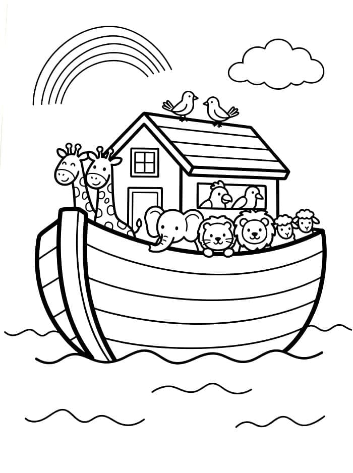 Noas Ark på havet Tegninger til Farvelægning