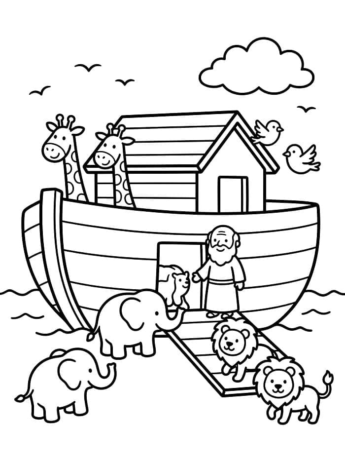 Noas Ark skitse Tegninger til Farvelægning