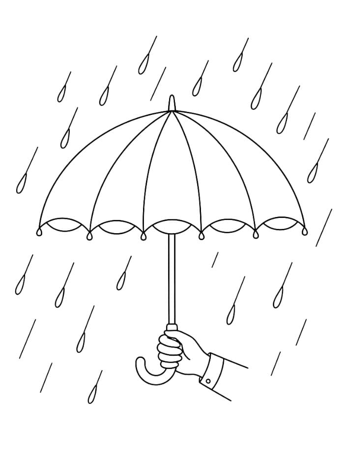 Paraply og regn Tegninger til Farvelægning