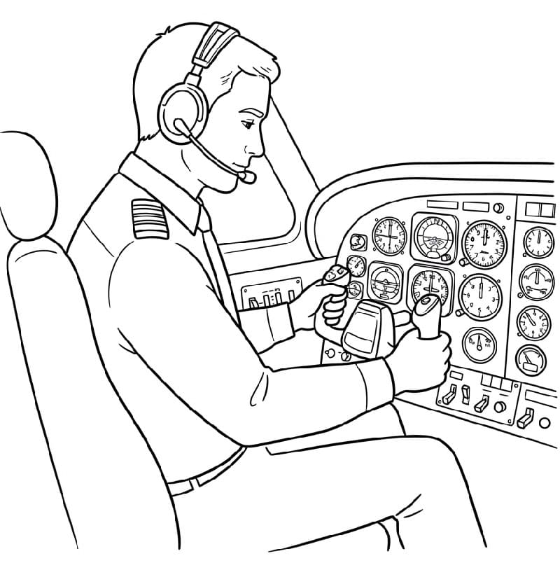 Pilot kigger på instrumenter Tegninger til Farvelægning