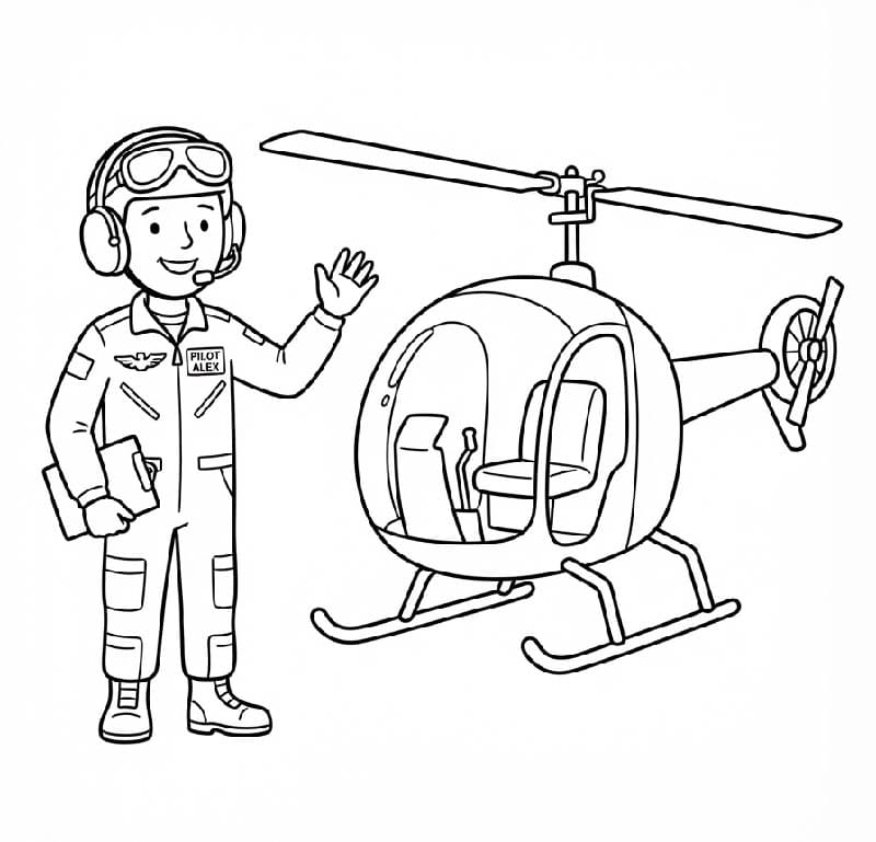 Pilot med mini-helikopter Tegninger til Farvelægning