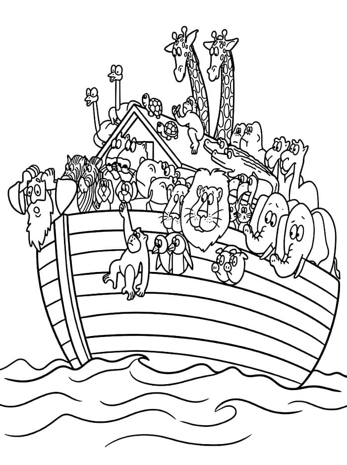 Print af et maleri af Noas Ark Tegninger til Farvelægning