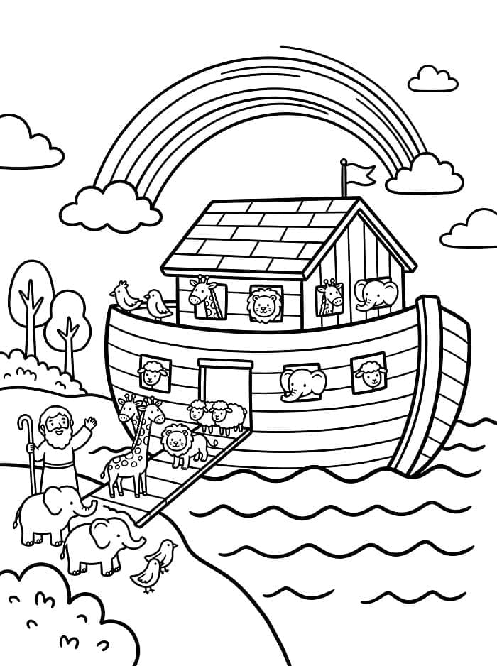 Sikkert billede af Noas Ark Tegninger til Farvelægning