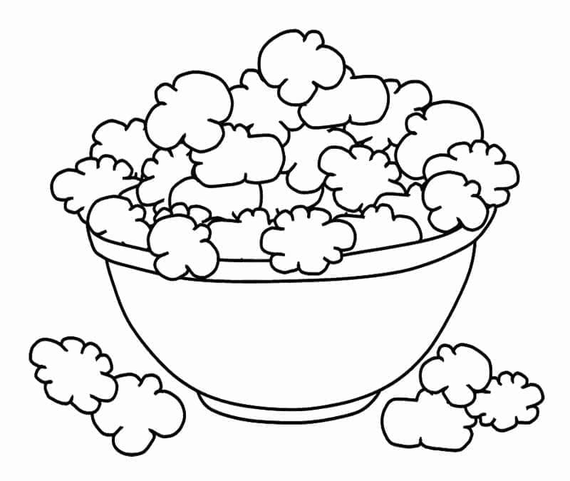 Skål popcorn Tegninger til Farvelægning