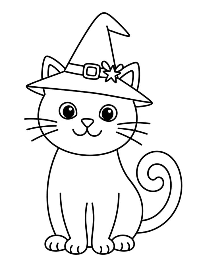 Sød Halloween kat Tegninger til Farvelægning