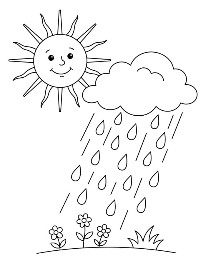 Sol og regn Tegninger til Farvelægning