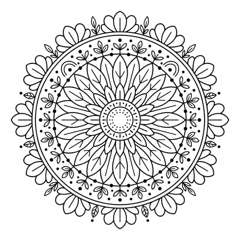 Solsikke Mandala gratis Tegninger til Farvelægning