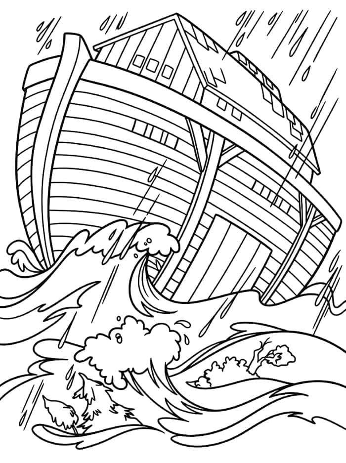 Syndfloden og Noas Ark Tegninger til Farvelægning
