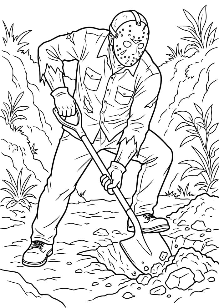 Jason Voorhees graver Tegninger til Farvelægning