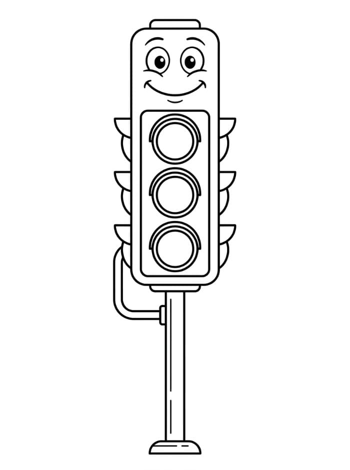 Billede af et glad trafiklys Tegninger til Farvelægning