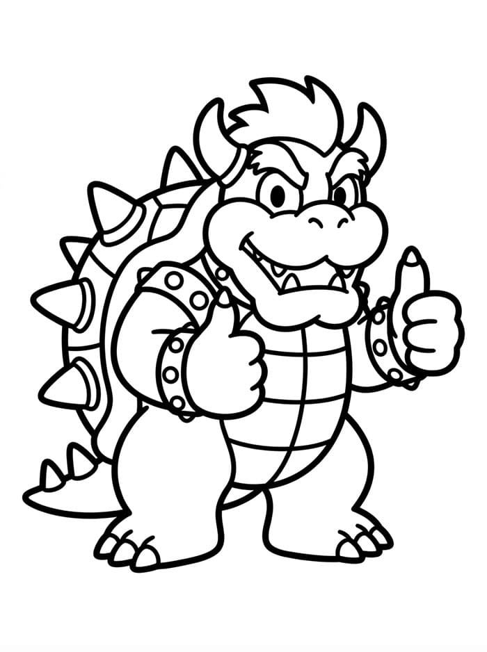 Bowser giver tommelfingeren opad Tegninger til Farvelægning