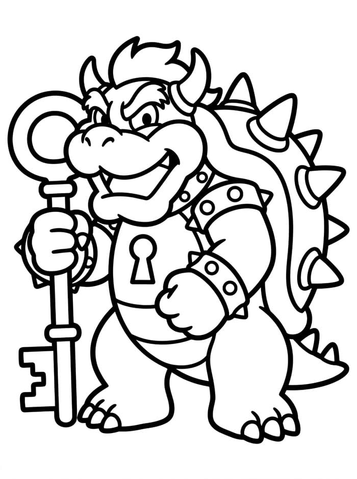 Bowser med den kæmpe nøgle Tegninger til Farvelægning