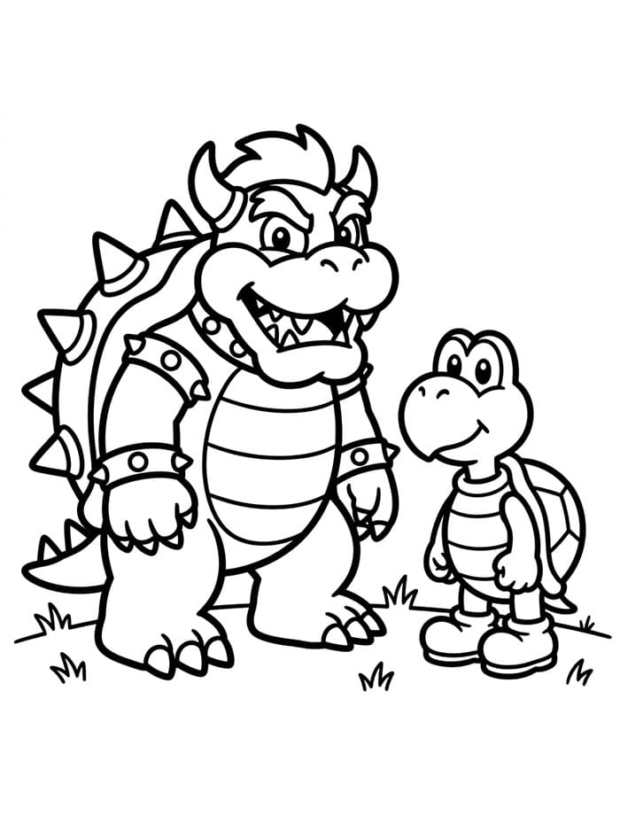 Bowser og Koopa Troopa Tegninger til Farvelægning