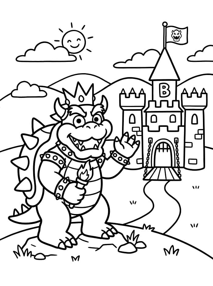 Bowser og slottet Tegninger til Farvelægning