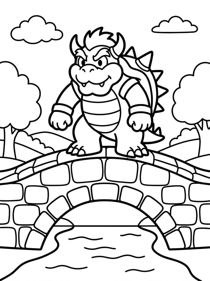 Bowser på stenbroen Tegninger til Farvelægning