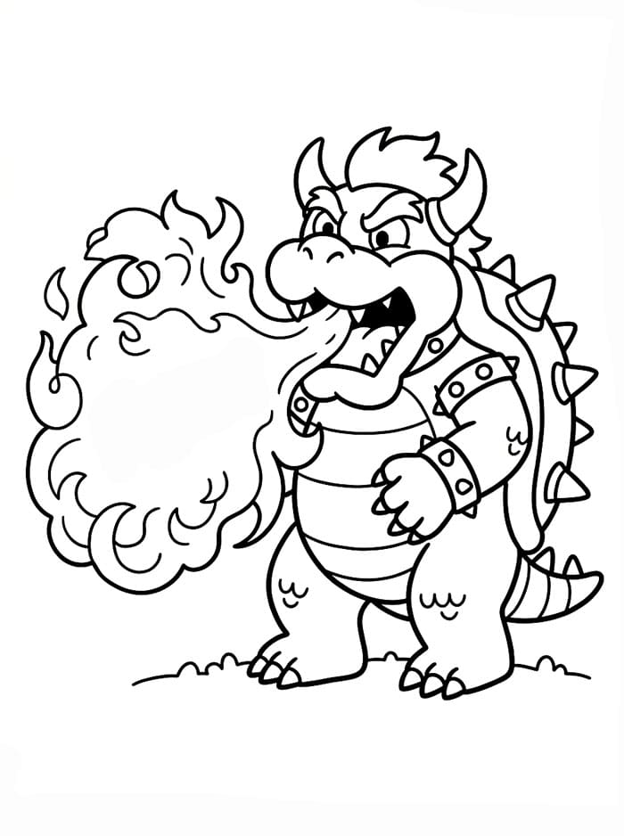 Bowser puster ild Tegninger til Farvelægning
