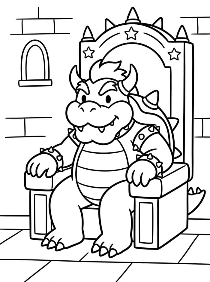 Bowser sidder på tronen Tegninger til Farvelægning