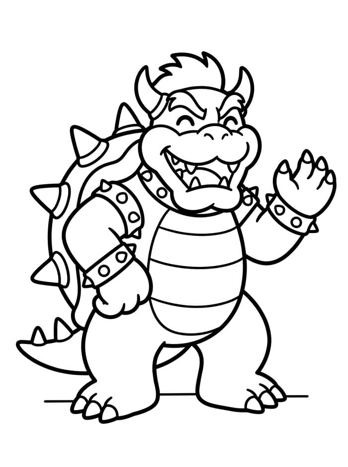 Bowser smiler og er selvsikker Tegninger til Farvelægning