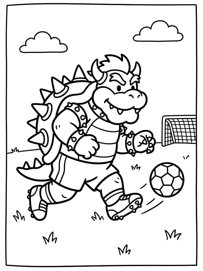 Bowser spiller fodbold Tegninger til Farvelægning