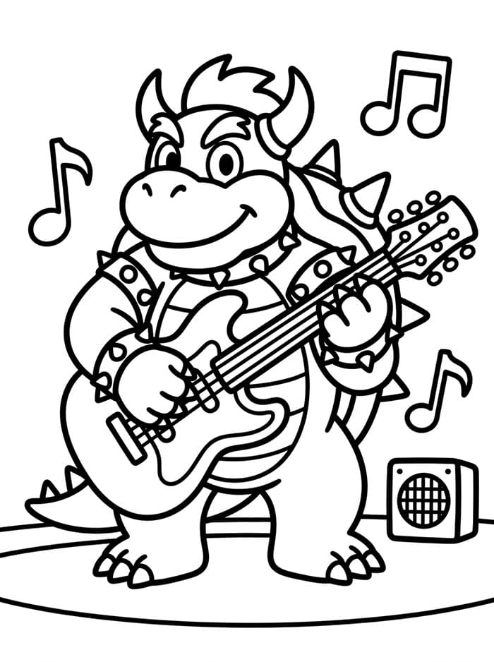 Bowser spiller guitar Tegninger til Farvelægning
