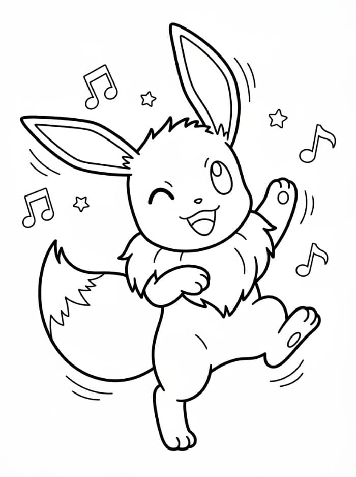 Dansende Eevee Tegninger til Farvelægning