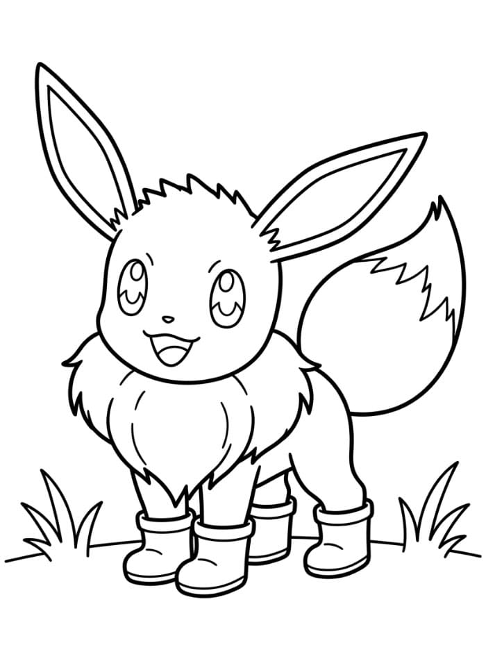 Eevee med støvler Tegninger til Farvelægning
