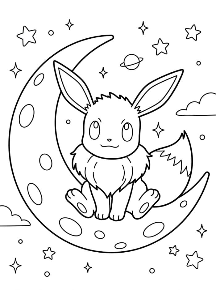 Eevee på månen Tegninger til Farvelægning