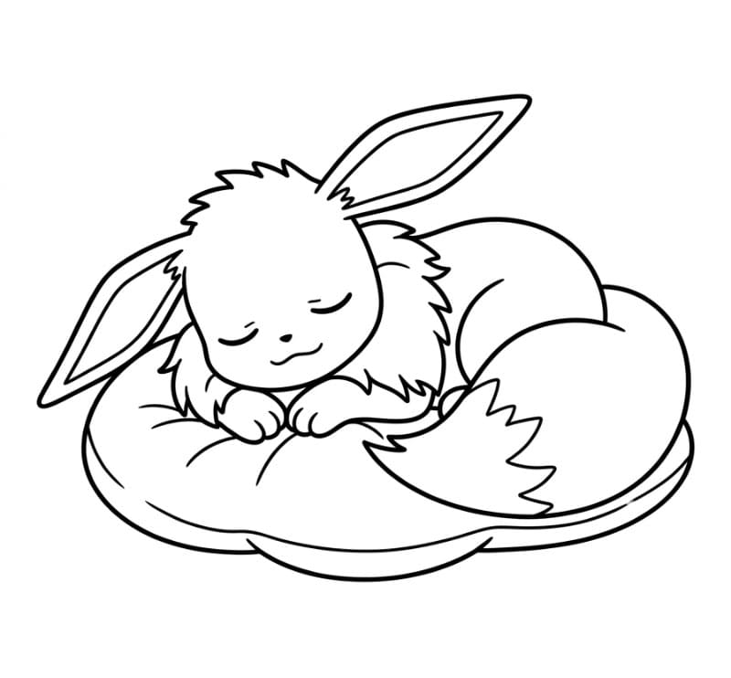 Eevee tager en lur Tegninger til Farvelægning