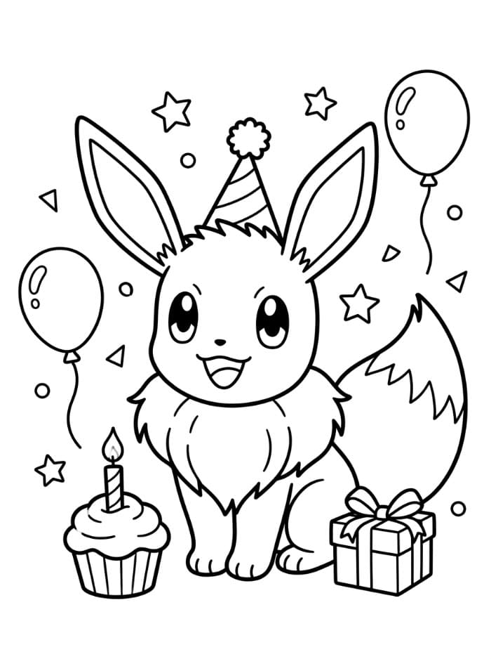 Eevee til fødselsdag Tegninger til Farvelægning