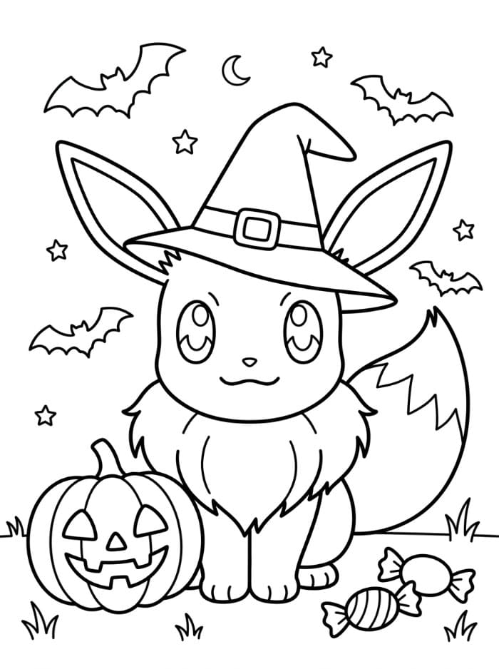 Eevee til Halloween Tegninger til Farvelægning