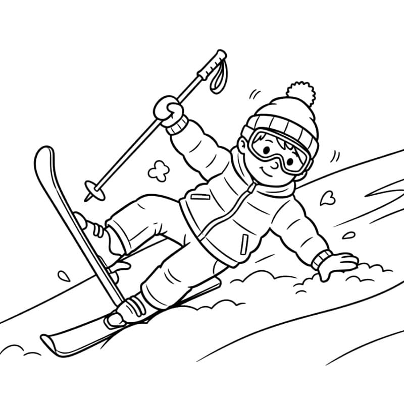Fald mens du står på ski Tegninger til Farvelægning