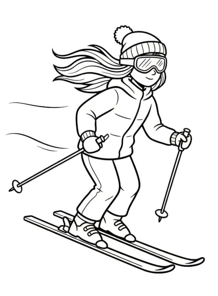 Grin efter at have stået på ski Tegninger til Farvelægning