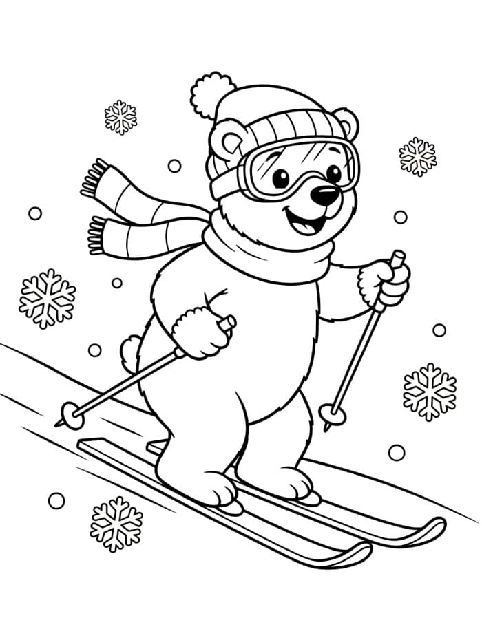 Isbjørn på ski Tegninger til Farvelægning