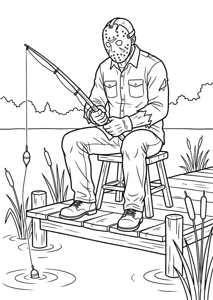 Jason Voorhees fisker Tegninger til Farvelægning