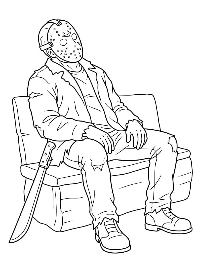 Jason Voorhees hviler Tegninger til Farvelægning