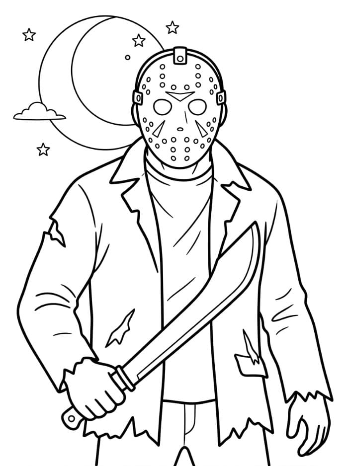Jason Voorhees i måneskin Tegninger til Farvelægning