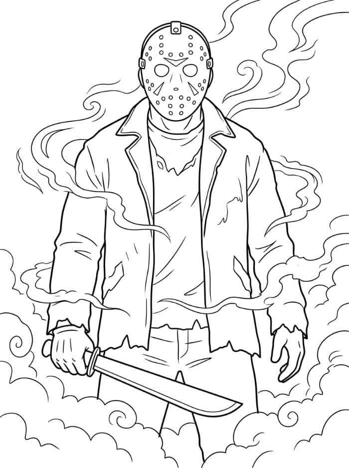 Jason Voorhees i tågen Tegninger til Farvelægning